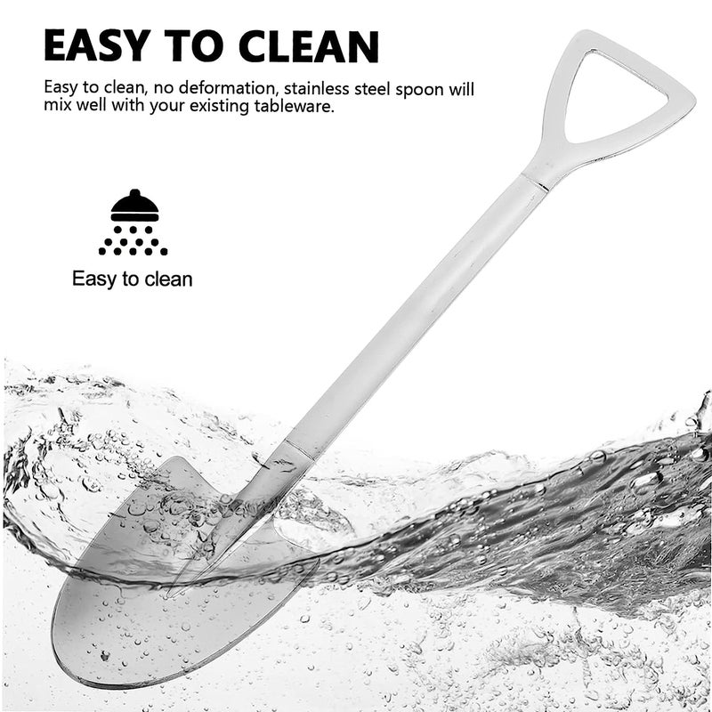 Comicfs 10 Pcs 4.7 Inches Silver Shovel Shape Demitasse Espresso Spoons, Stainless Steel Mini Coffee Spoons Set, Small Spoon for Dessert, Tea, Appetizer, Party Supplies (10 Spoon, Silver) - Image 3